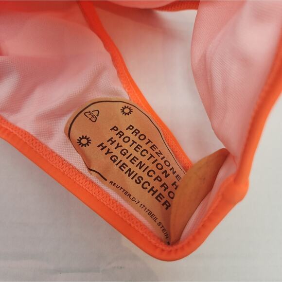 New Neon Orange Swimsuit One Piece Bathing suit Modest Tank Cinched 325 Size L - Picture 7 of 9